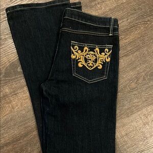 Stylish Black Boot Cut Jeans with Embroidered Pocket